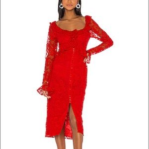 Red Lace MIDI Dress